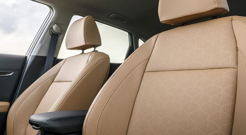 Tan seating in a 2026 Kia Seltos.