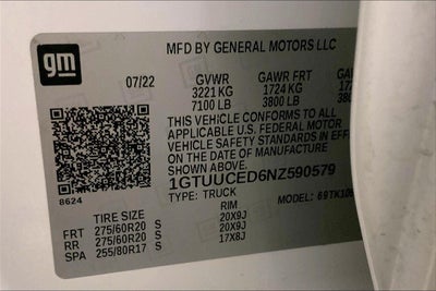 2022 GMC Sierra 1500 4WD Crew Cab Short Box Elevation