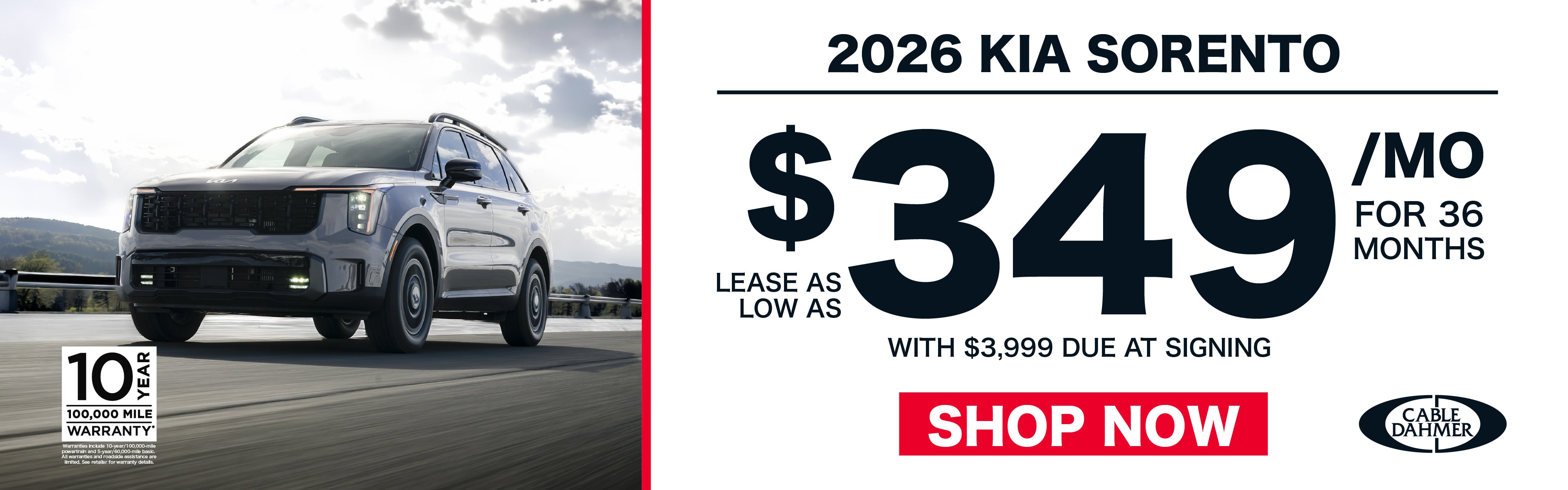 Lease as low as $349/mo for 36 months with $3,999 due at sig