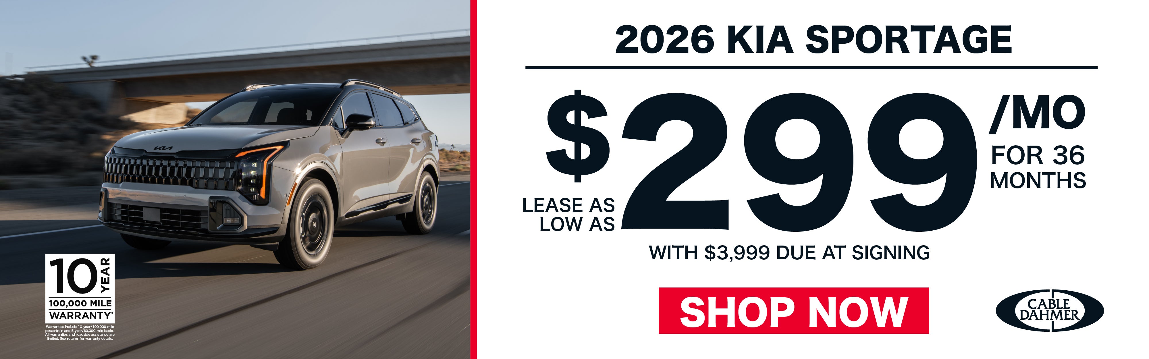 Lease as low as $299/mo for 36 months with $3,999 due at sig