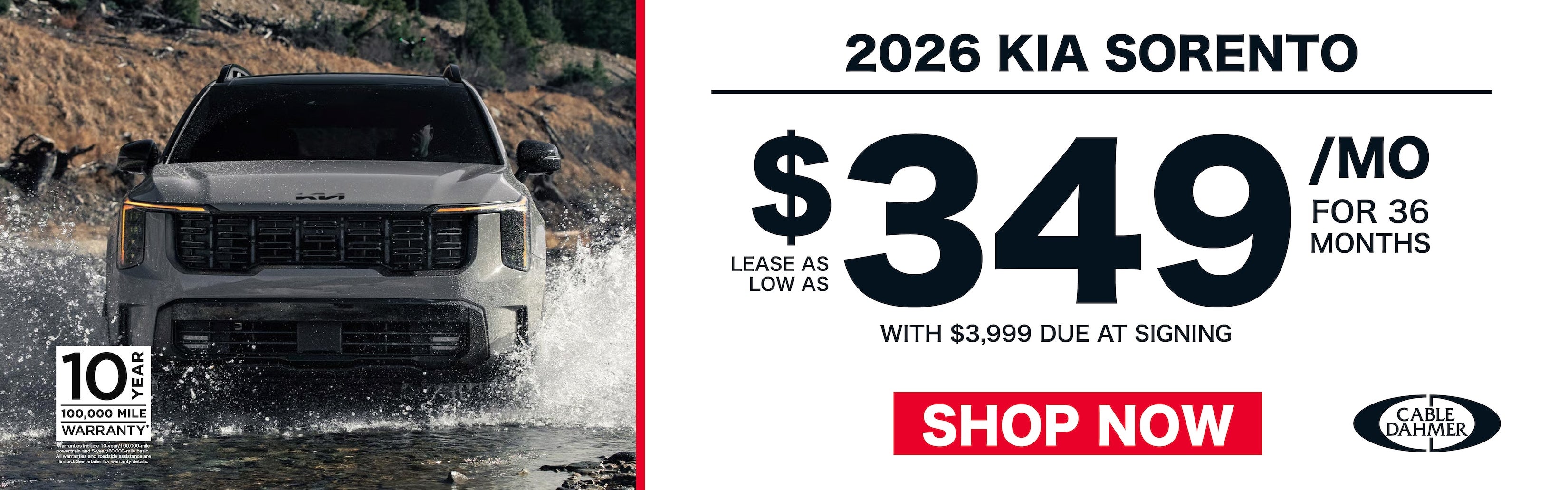 Lease as low as $349/mo for 36 months with $3,999 due at sig