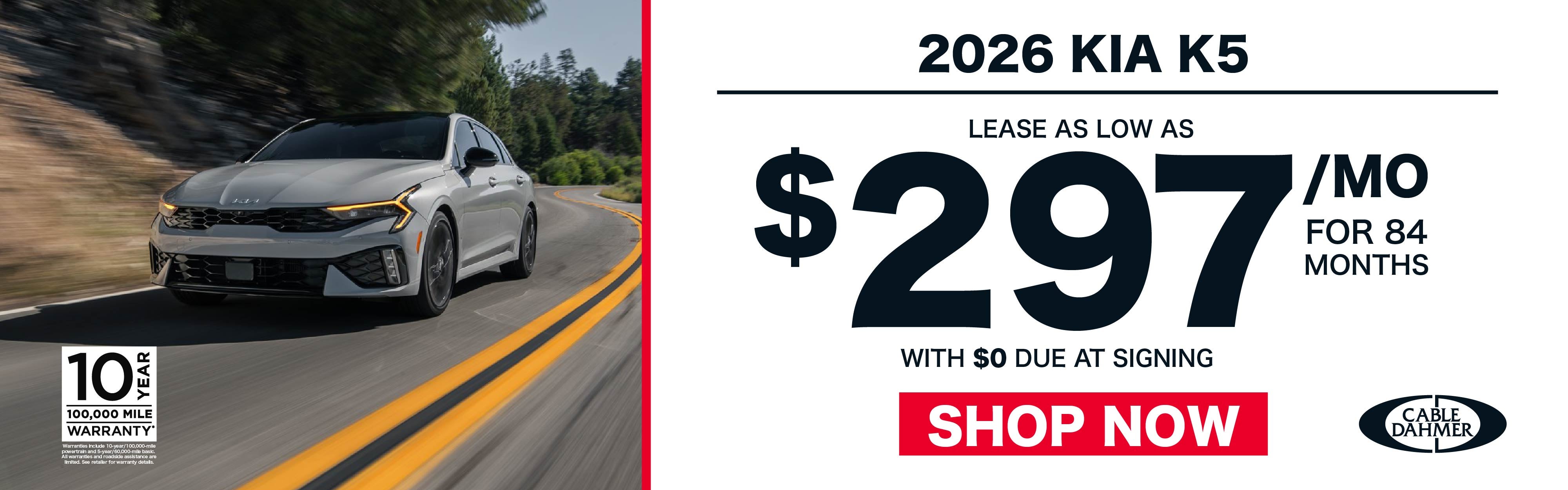 Lease as low as $297/mo for 84 months with $0 due at signing