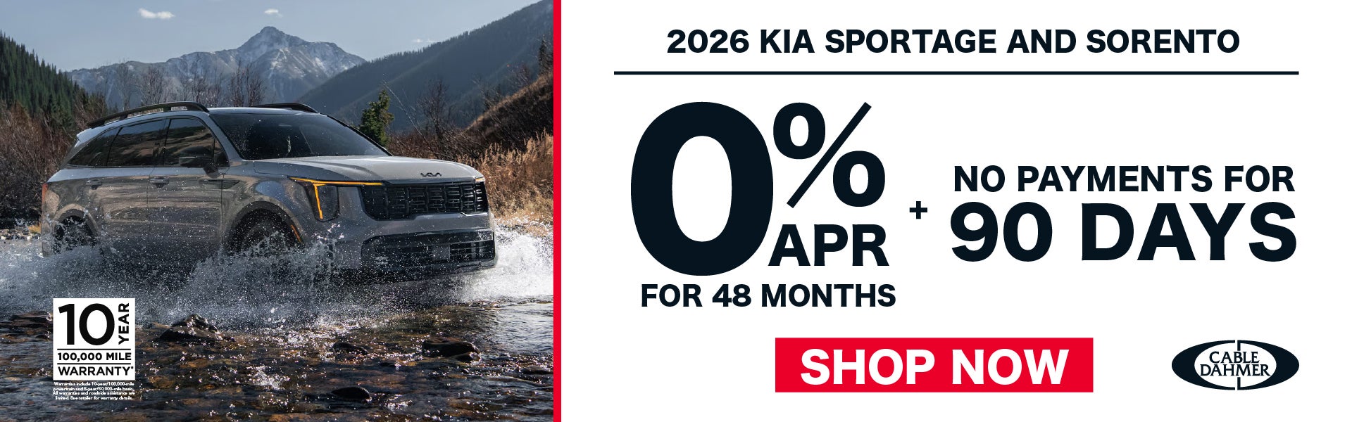 2026 Kia Sportage and Sorento 0% APR for 48 months