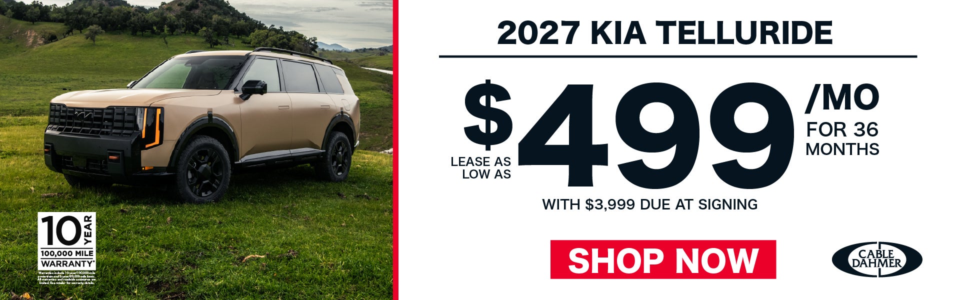 2027 Kia Telluride lease as low as $499 a month