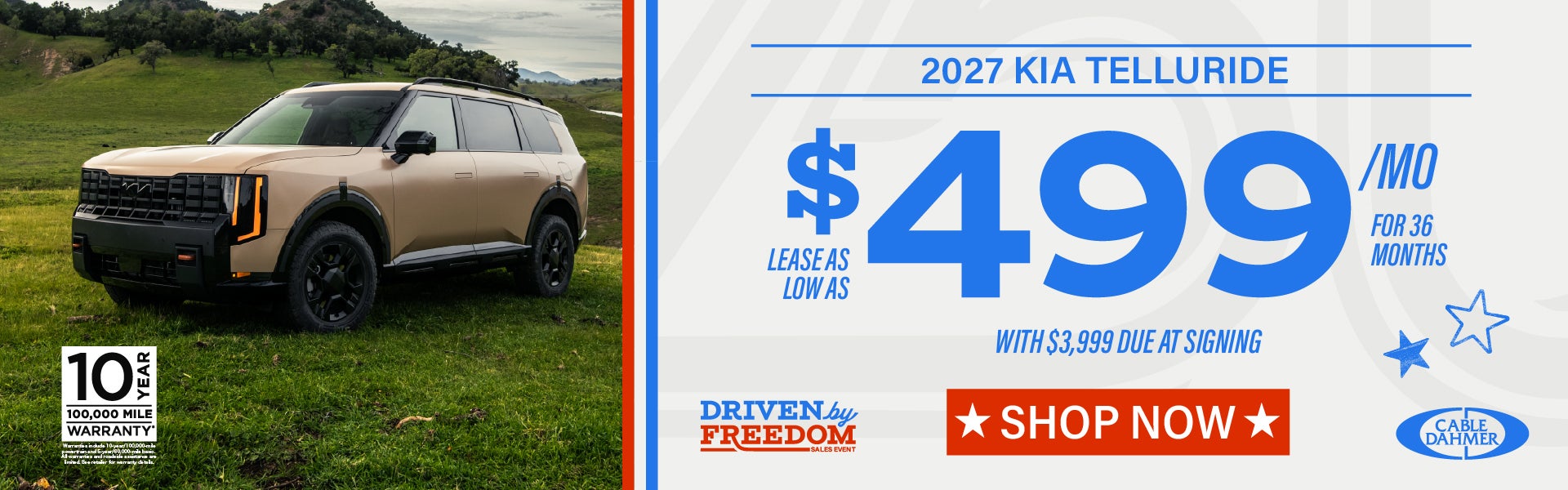 2027 Kia Telluride lease as low as $499 a month