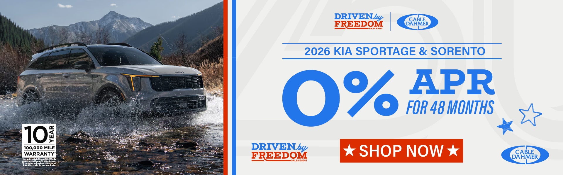 2026 Kia Sportage and Sorento 0% APR for 48 months