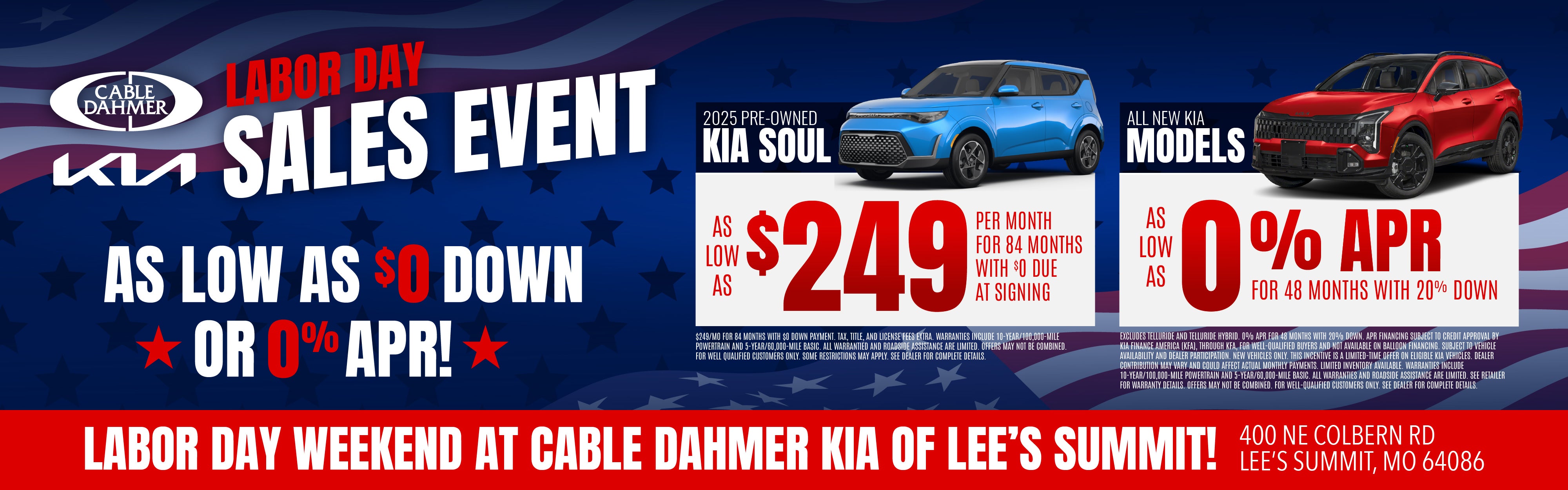 As low as 0% APR for 48 months with 20% down