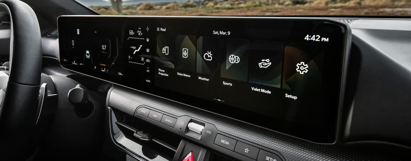 Close-up of the infotainment screen in a 2025 Kia K4.